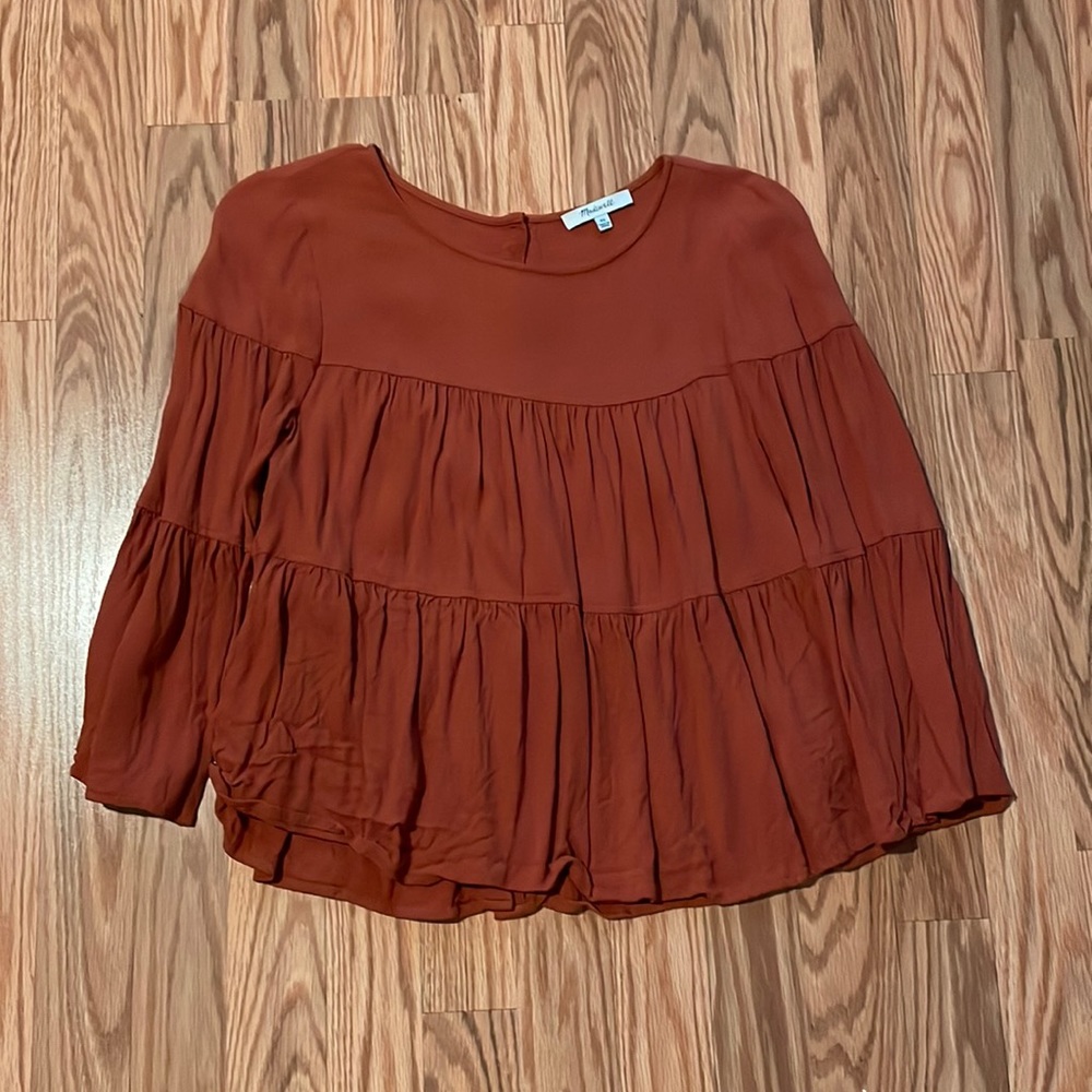 Burnt Orange Madewell Tiered Top